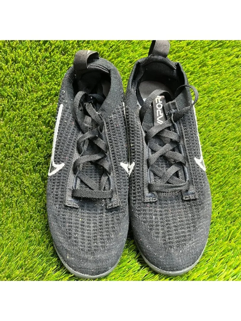 Nike Air VaporMax 2021 Flyknit Womens Size 7.5 Black Running Shoes Sneakers